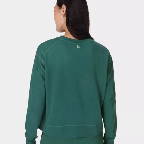 Sweaty Betty After Class Crop Sweatshirt in Glade Green Organic Cotton, Size S - Picture 3 of 13